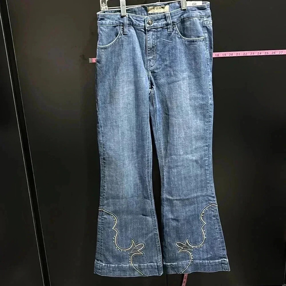 Rock&Roll Midrise denim/trouser,embroidered/studded,flare bell bottom jeans - Picture 2 of 13